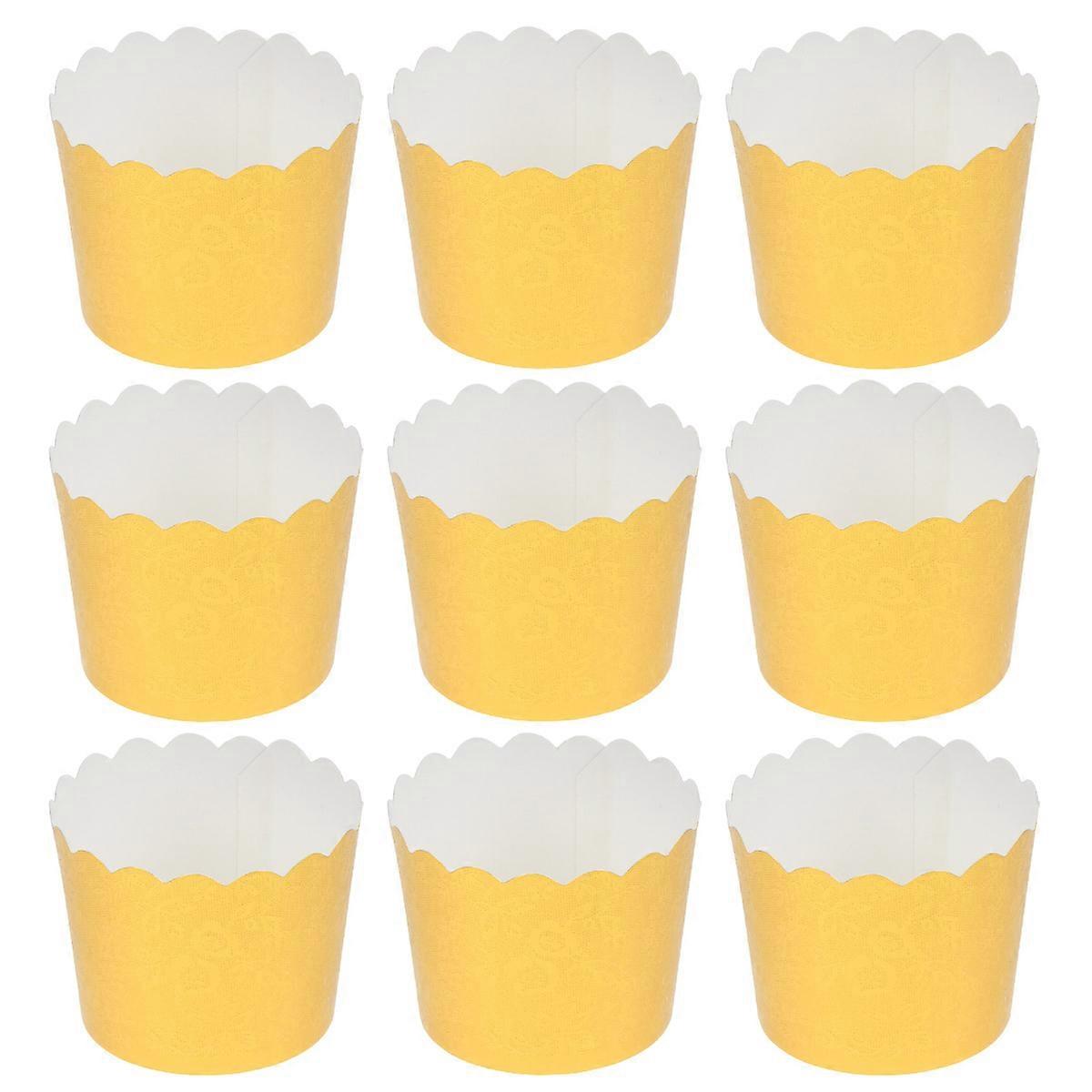 50 قطعة أكواب كب كيك ورقية مستديرة مع لمسة نهائية ذهبية أنيقة للخبز وتقديم الحلويات في الاحتفالات