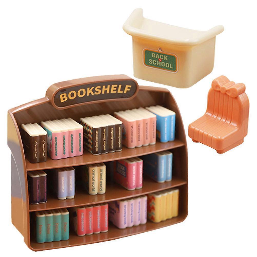 Miniature Display Book Shelf Tiny Book Shelf For Dollhouse Decoration 4.3X1.5X3.6in Perfect For Family 1 Set