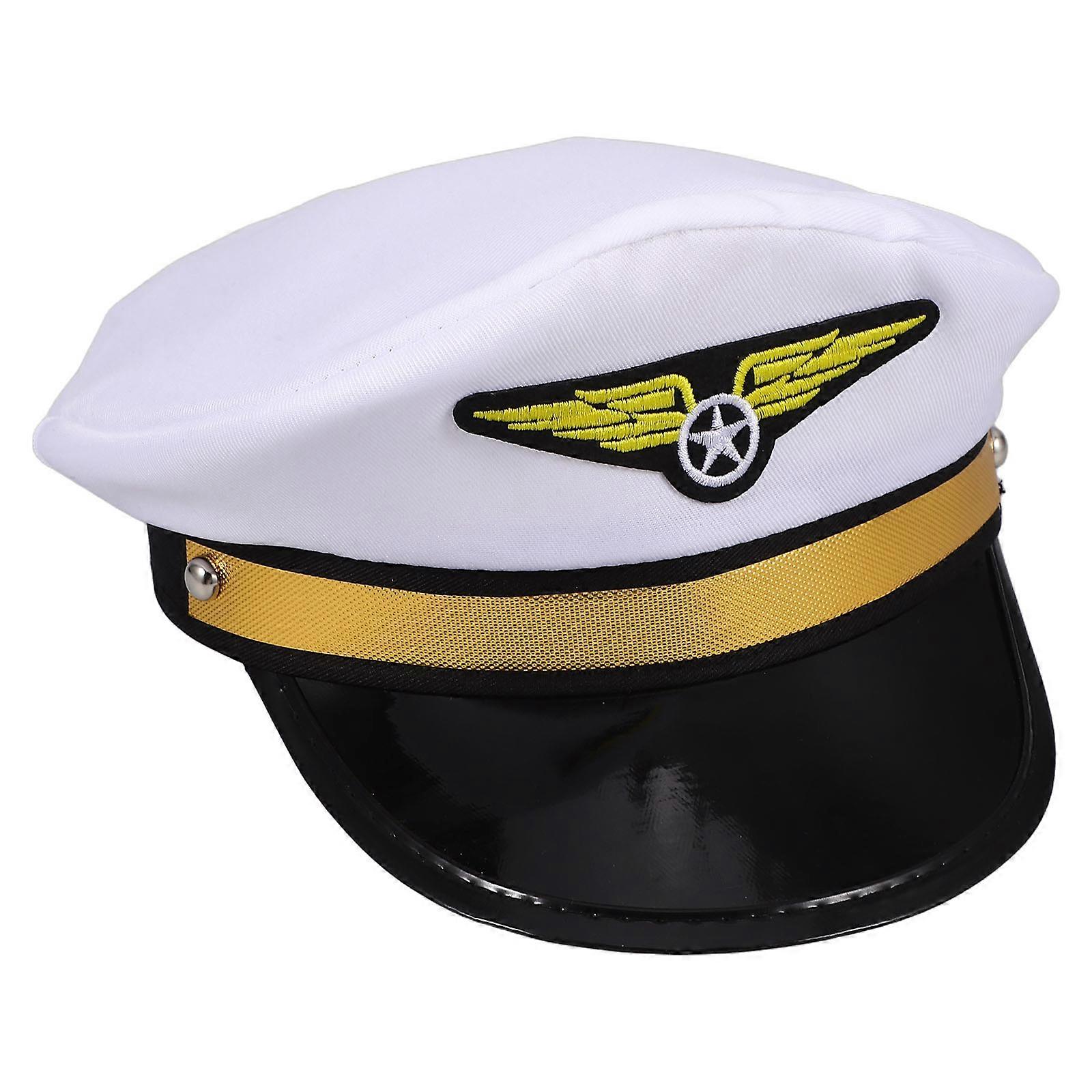 Fashionable White Pilot Hat For Adults Adjustable Design Ideal For Halloween Masquerades And Performances 1Pack