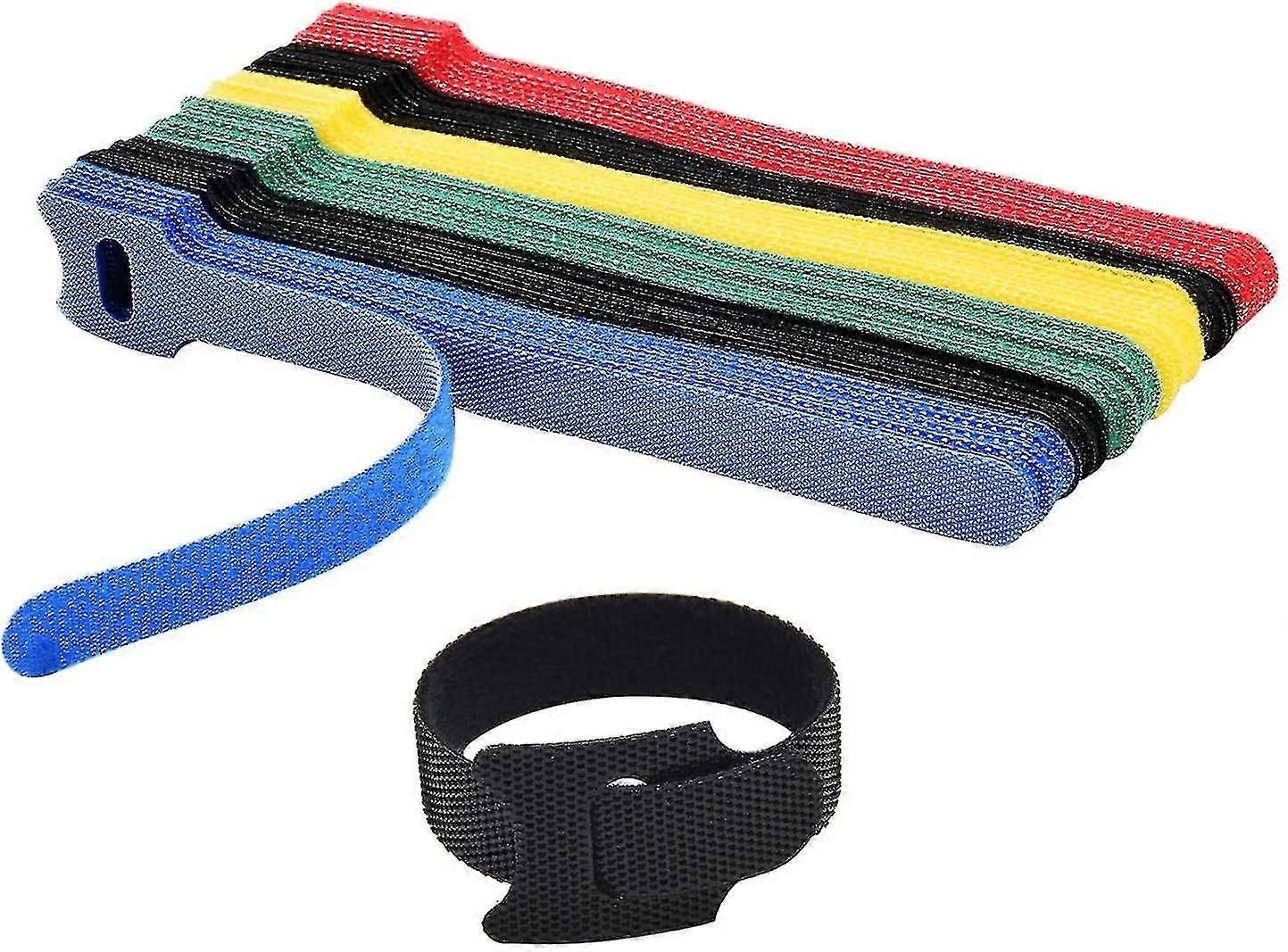 50pcs Attaches de câble de fixation réutilisables, Attaches de cordon réglables de 6 pouces de qualité supérieure, Microfibre Tissu Gestion des câbles Sangles Hook Loop Cord Organizer Wire Ties