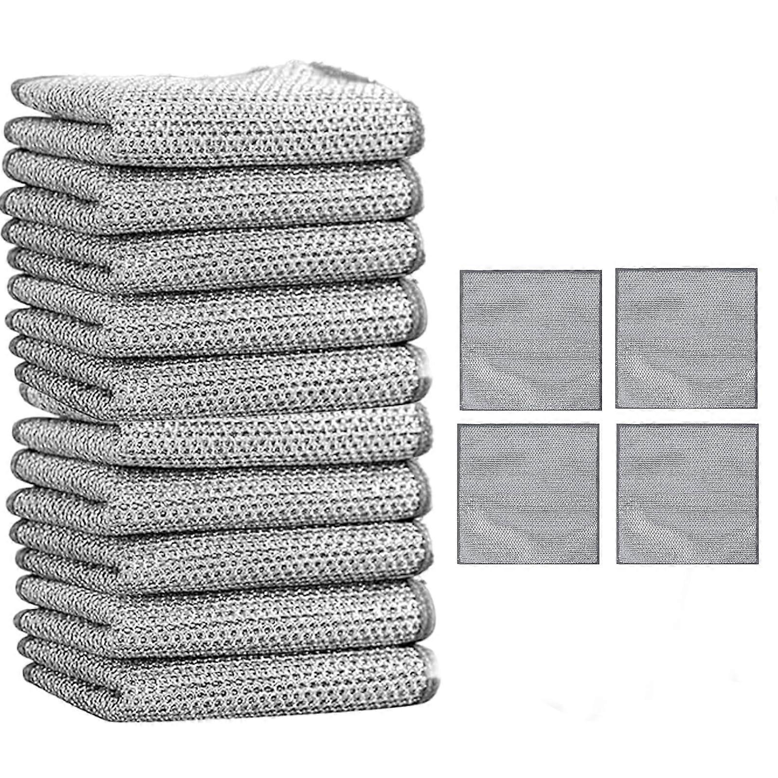 20 PCS Non Scratch Scourers, Multipurpose Wire Dishwashing Rags, Reusable Kitchen Microfibre Cloth