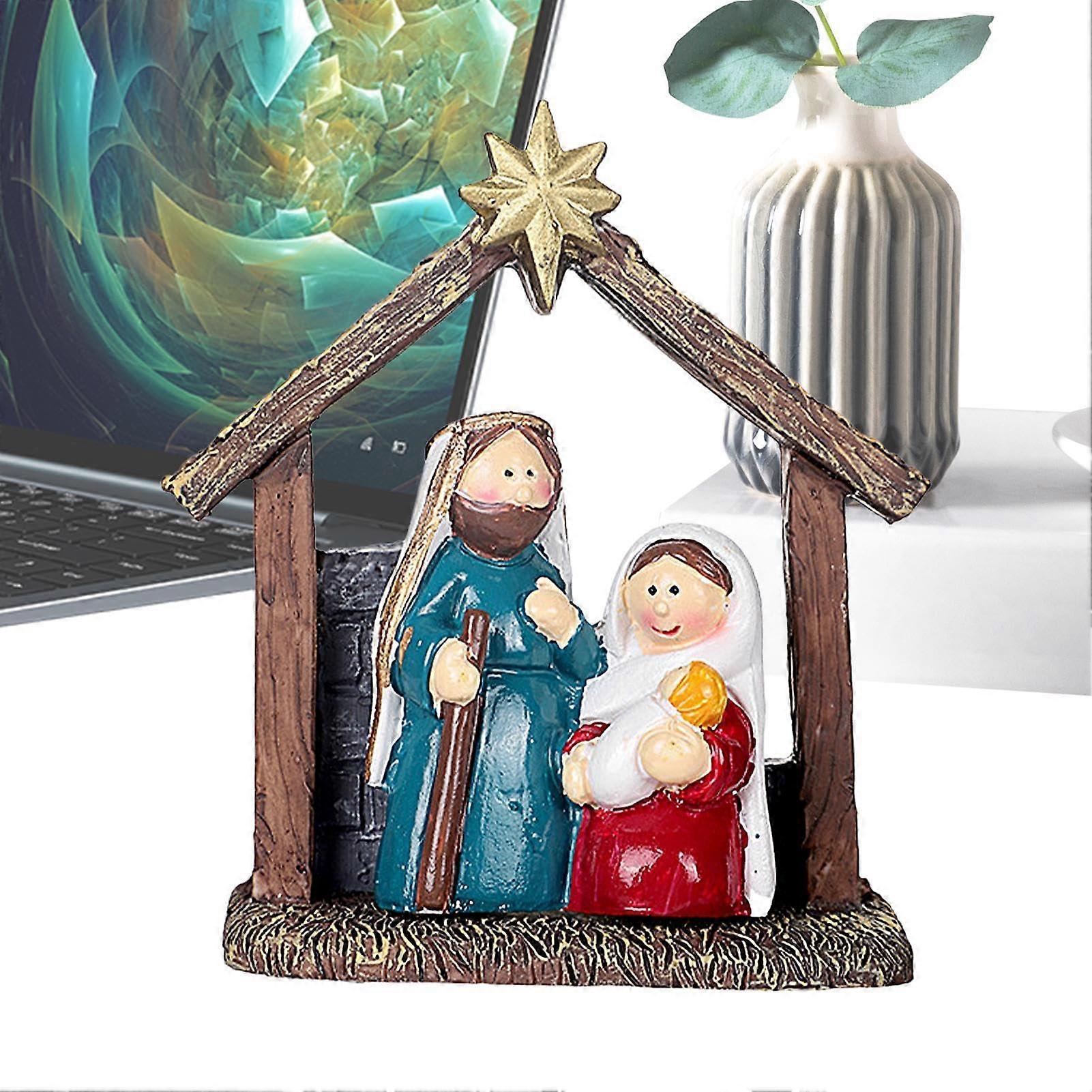 Christmas Nativity Scene on Table Shelf