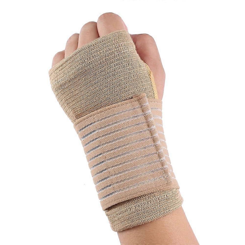 Wrist Splint Adjustable Soft Wrist Support Bracers for Gym Sports, Breathable Khaki Carpal Protector, 1 Pair