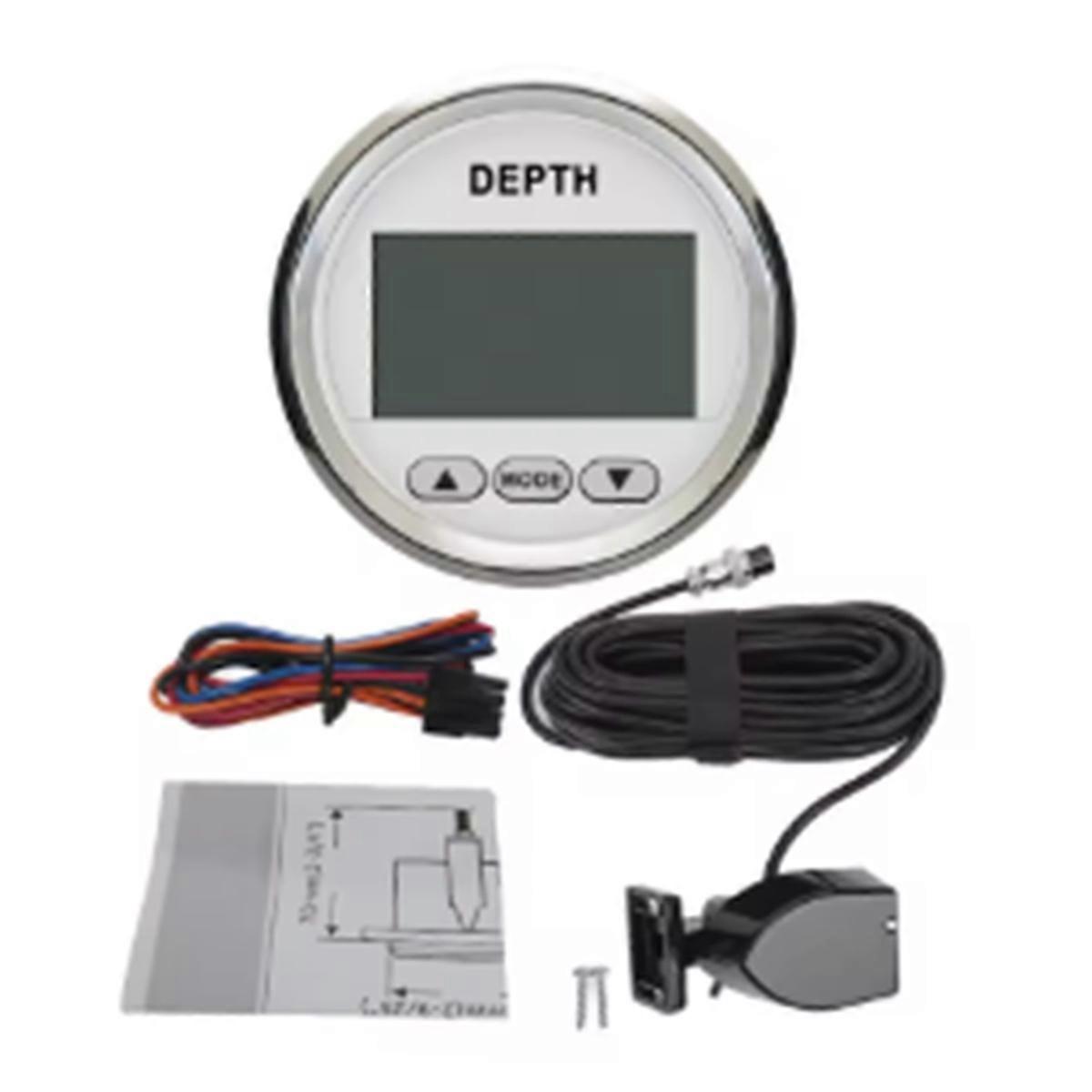Marine 52mm Digital Depth Gauge Indicator with Transducer,12V WS