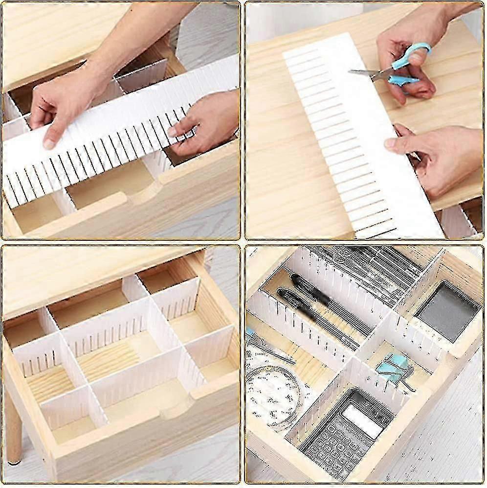 مجموعة من 40 منظم درج DIY / مقسم درج شبكي / تخزين درج / مقسم درج مقسم بلاستيكي قابل للتعديل 40.5 × 5 سم للجوارب