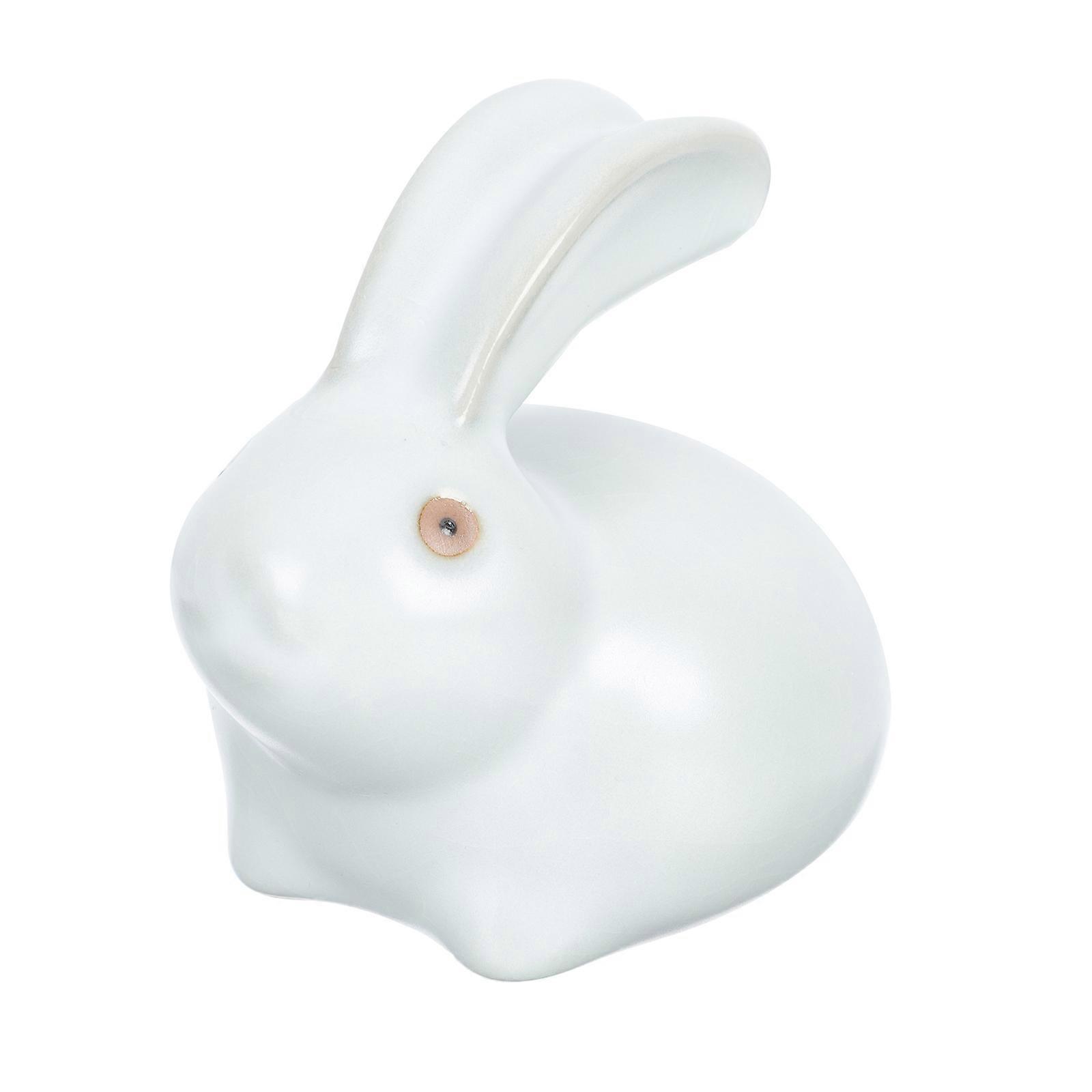 Lovely Ceramic Rabbit Figurine Easter Desktop Decor Tea Pet Material Decorative 1Set