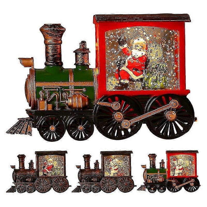 Christmas Snow Globes Train Christmas Decorations With Rotating Flash Lantern Sparkling Sequins For Christmas Theme Home Party