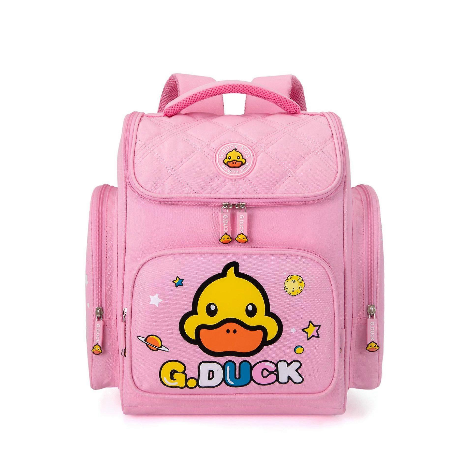 G.DUCK Little Yellow Duck Ergonomic Backpack for Kids Grade 1-3, Lightweight School Bag with Zipper Compartments