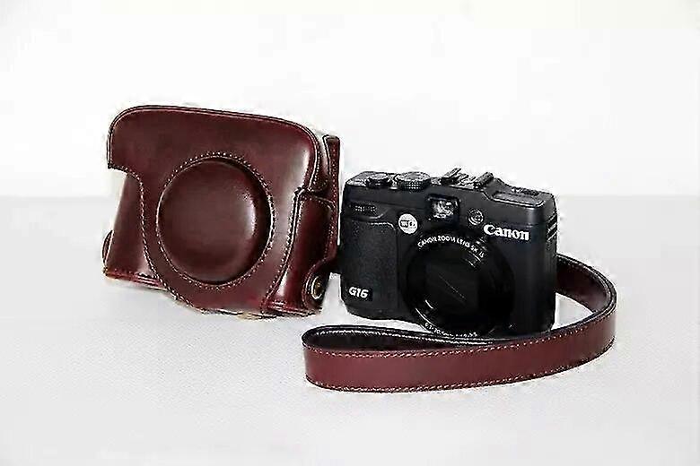 PU Leather Camera Case with Shoulder Strap for PowerShot G15/G16 Cameras