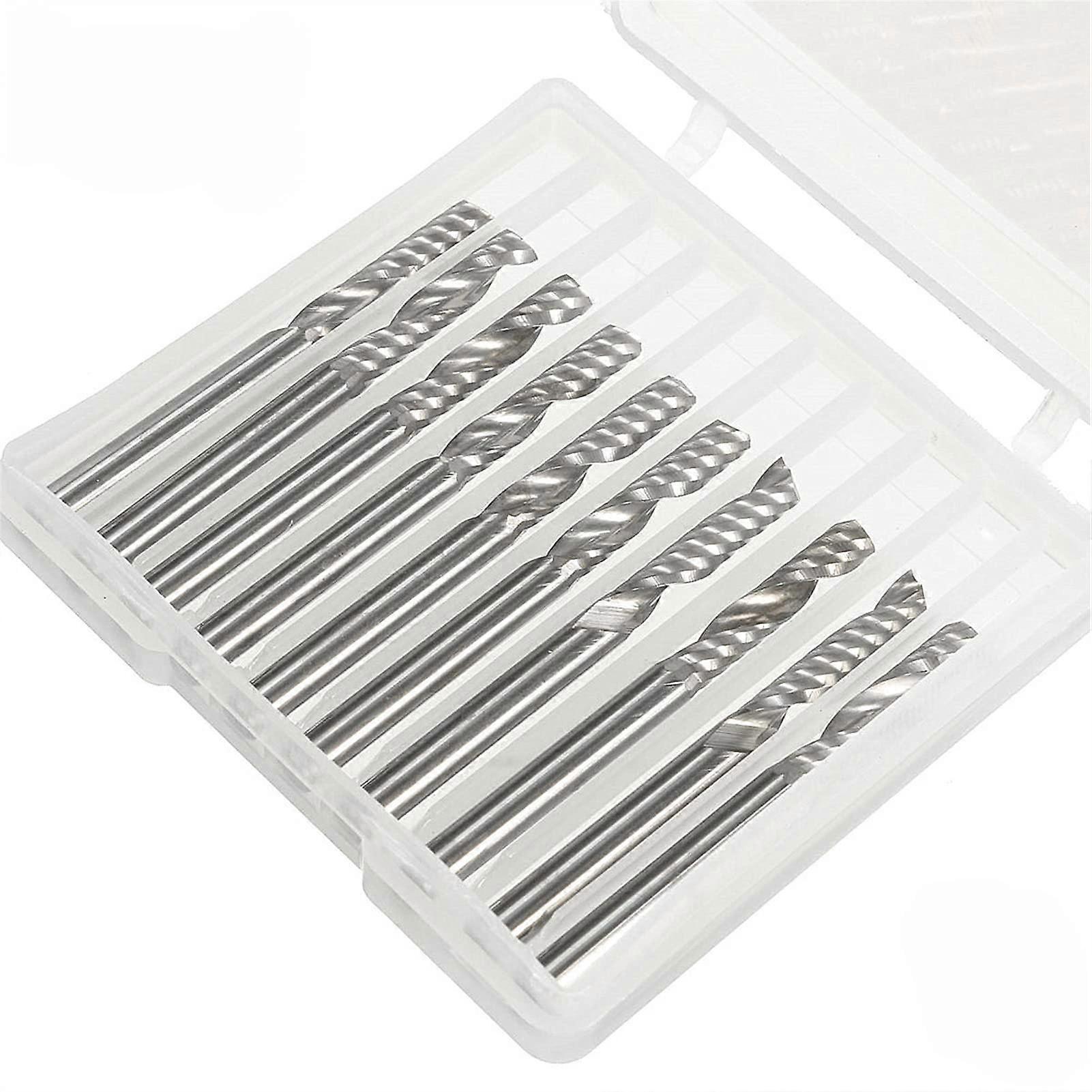 CNC Router Bits, 10 Pcs, 1/8 Inch Shank, Single Flute Spiral Carbide End Mills, 3.175x17mm For Metal