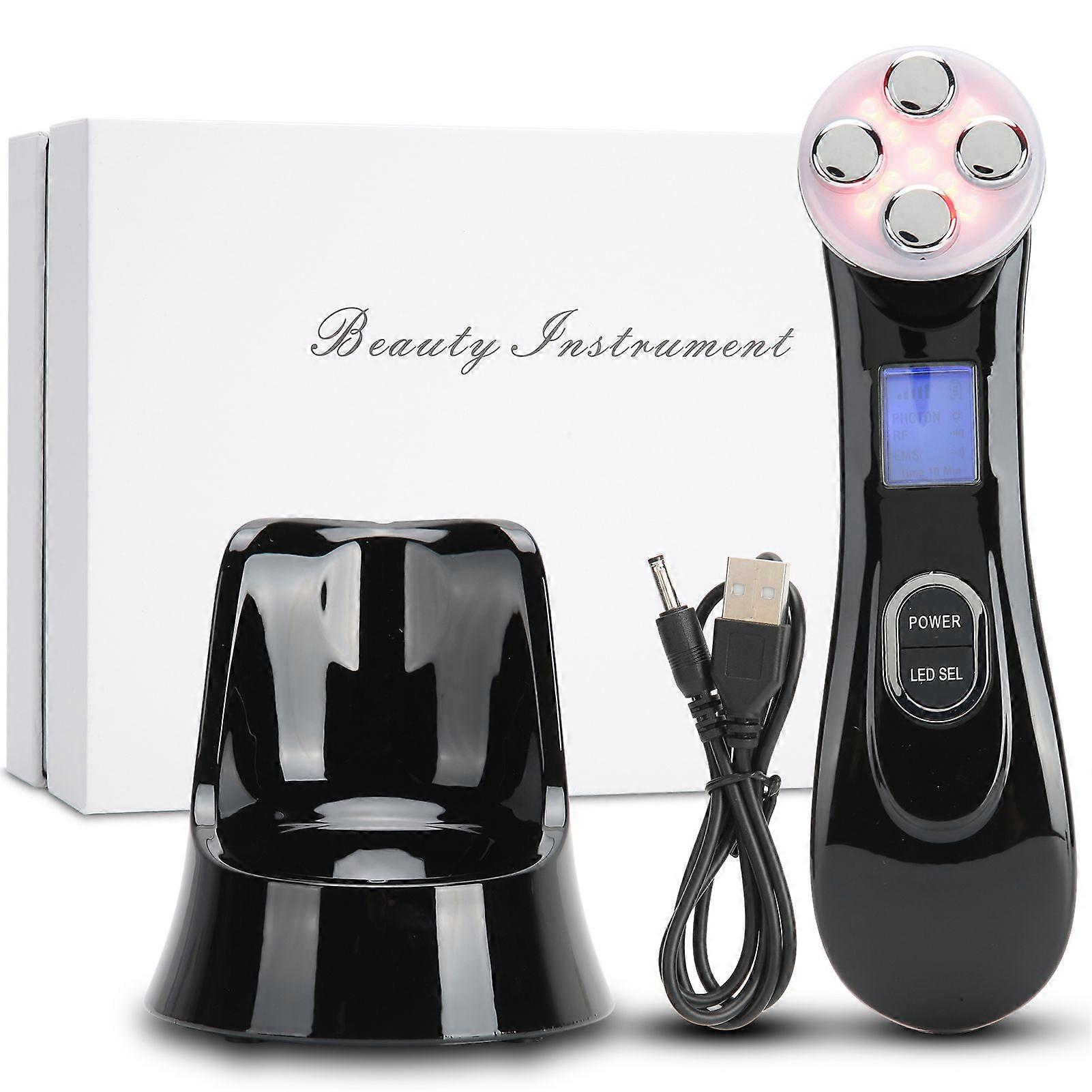 EMS 6 Color LED Photon Light Therapy Face Machine Skin Rejuvenation AntiWrinkle Machine(Black )