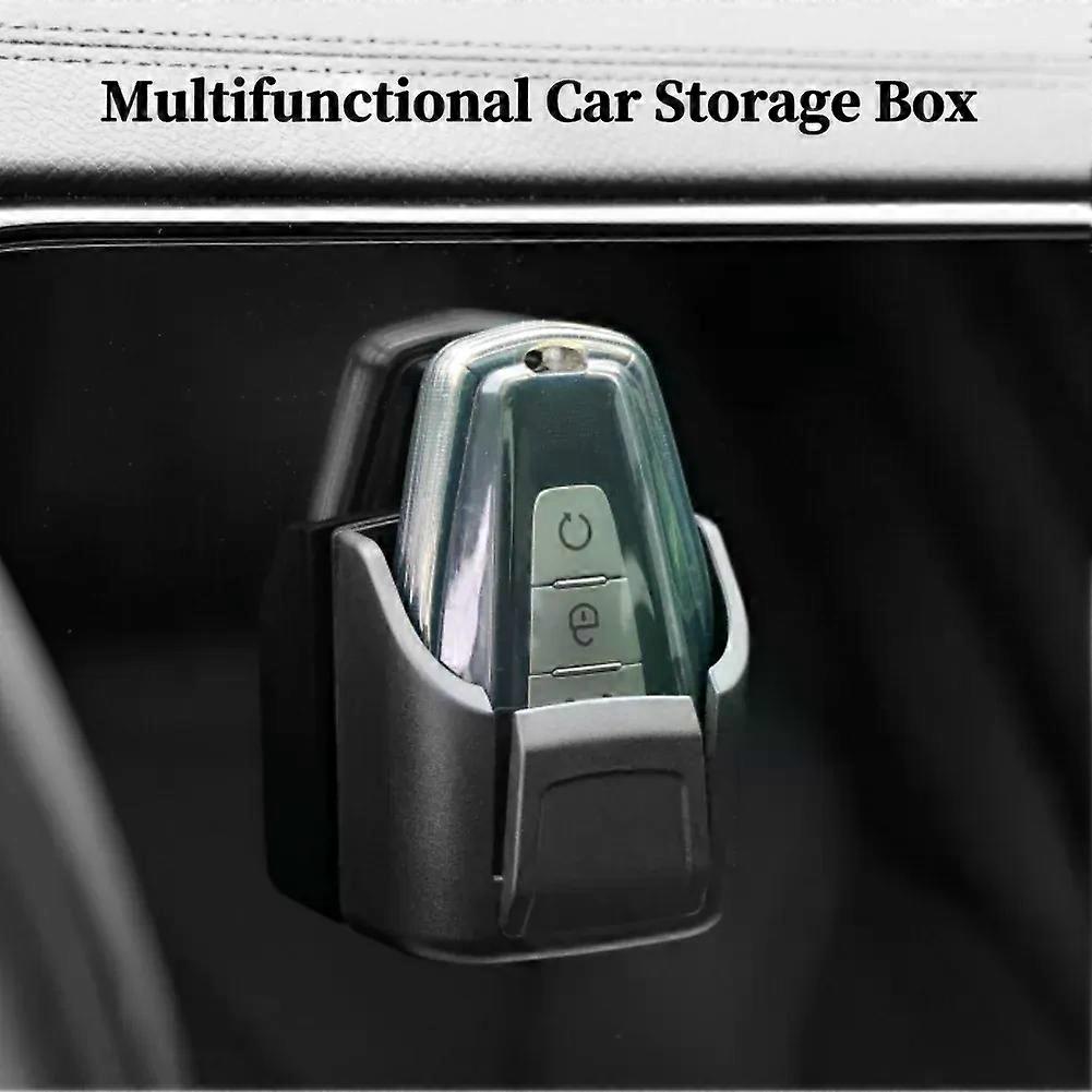 Multifunctional Car Key Storage Box Reusable Back Adhesive Car Dashboard Storage Box Space Saving Small Items Organizing