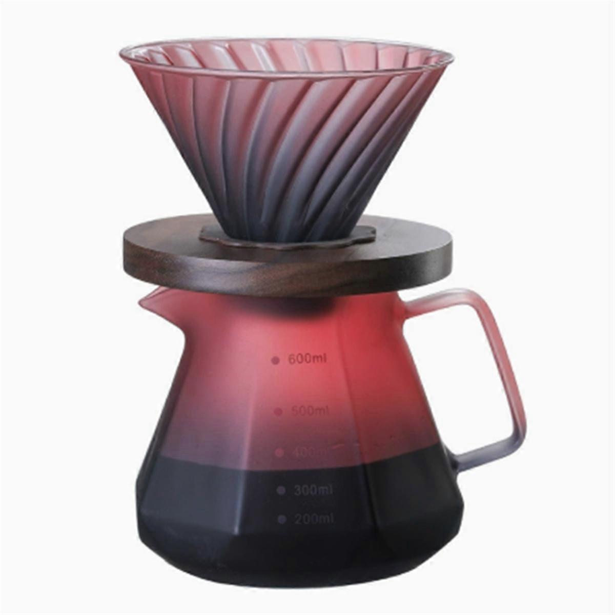 Filtre à café Percolateurs à goutte à main Verre borosilicate pour café Service à thé avec poignée en noyer