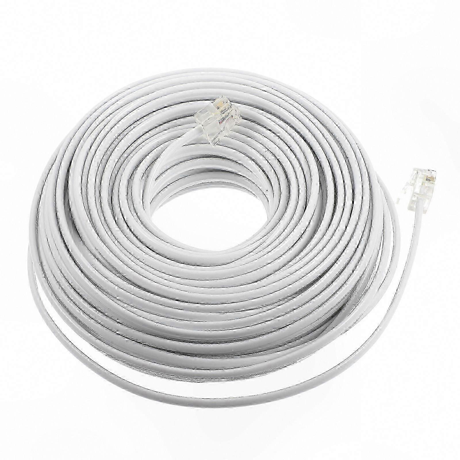 RJ11 Phone Extension Cable - 20m White Cord for Clear Signal Transmission