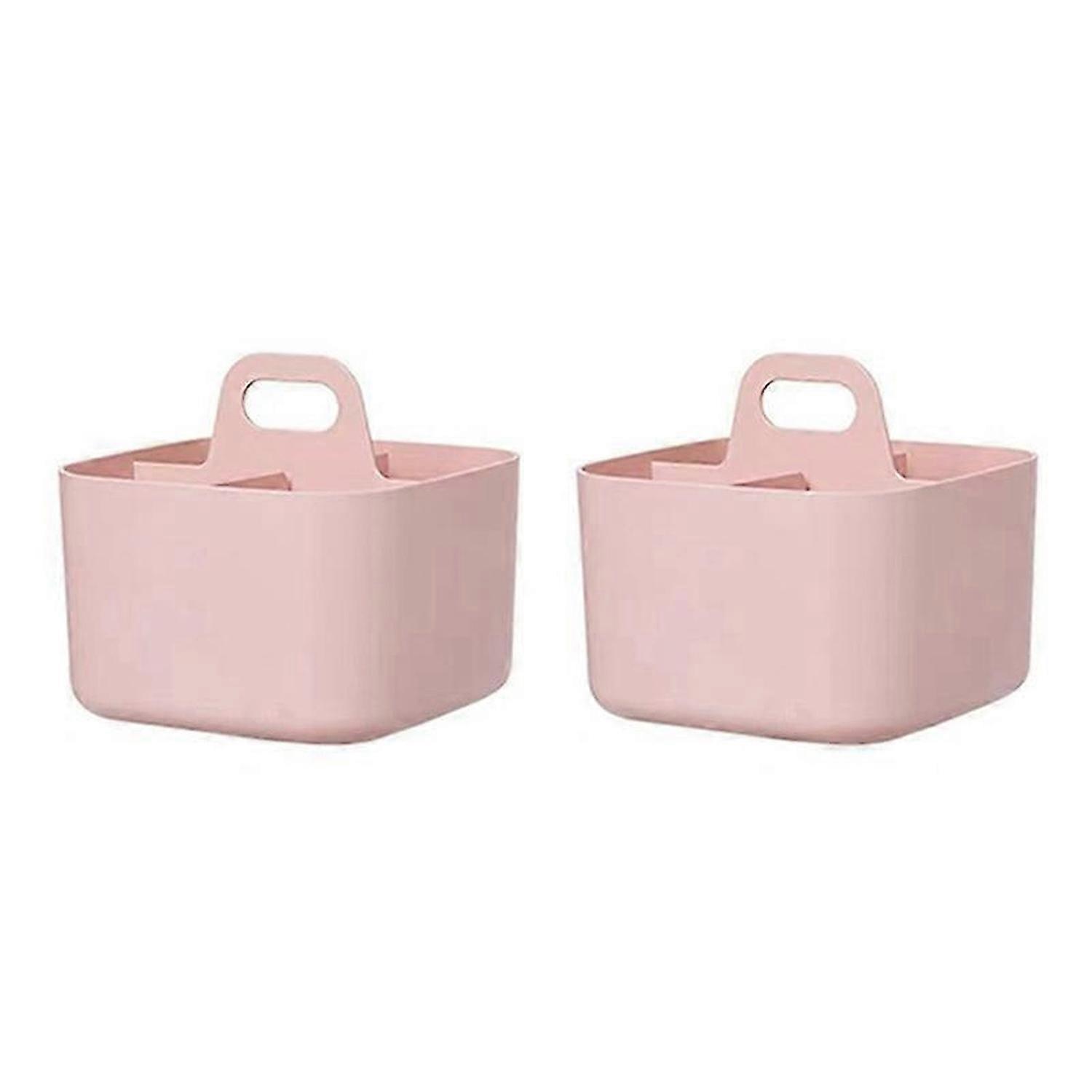 2PCS Caddys Organizer,Stackable Plastic Caddys With Handle,Pink