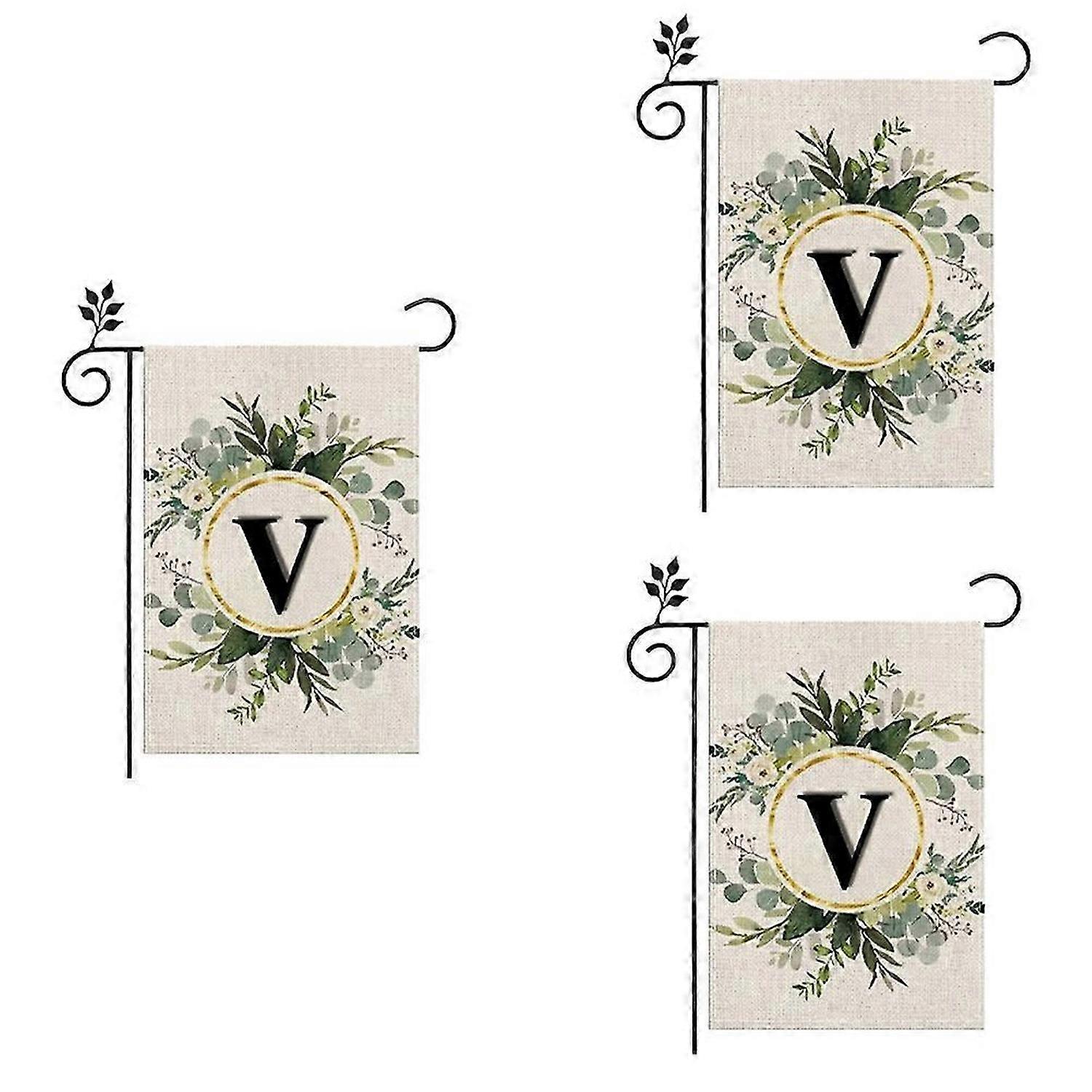 V Linen Garden Flag Double Layer Double Sided Letters