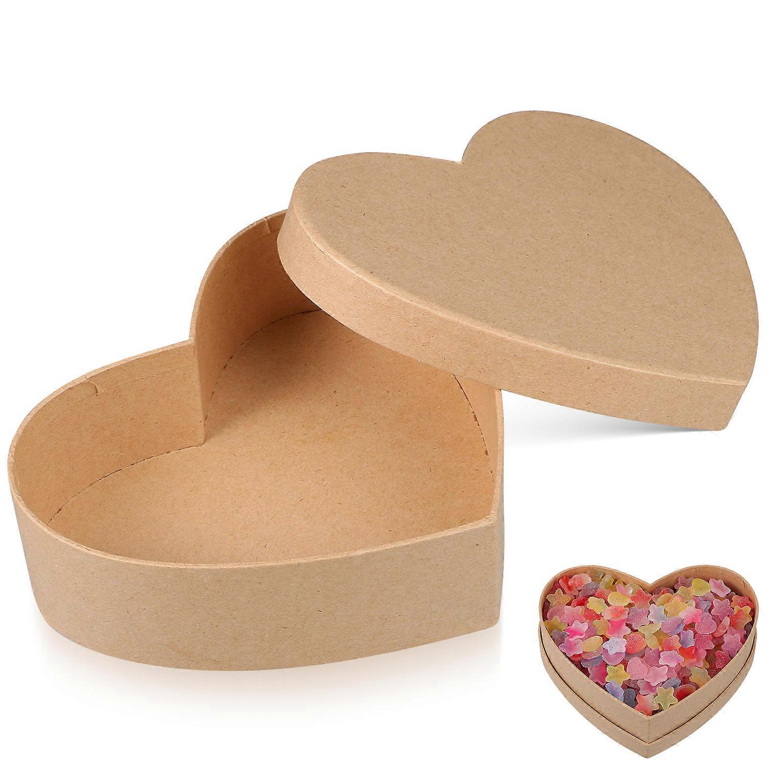 Heart Gift Box for Storage 4Pcs Beige Kraft Paper Presentation Gift Boxes