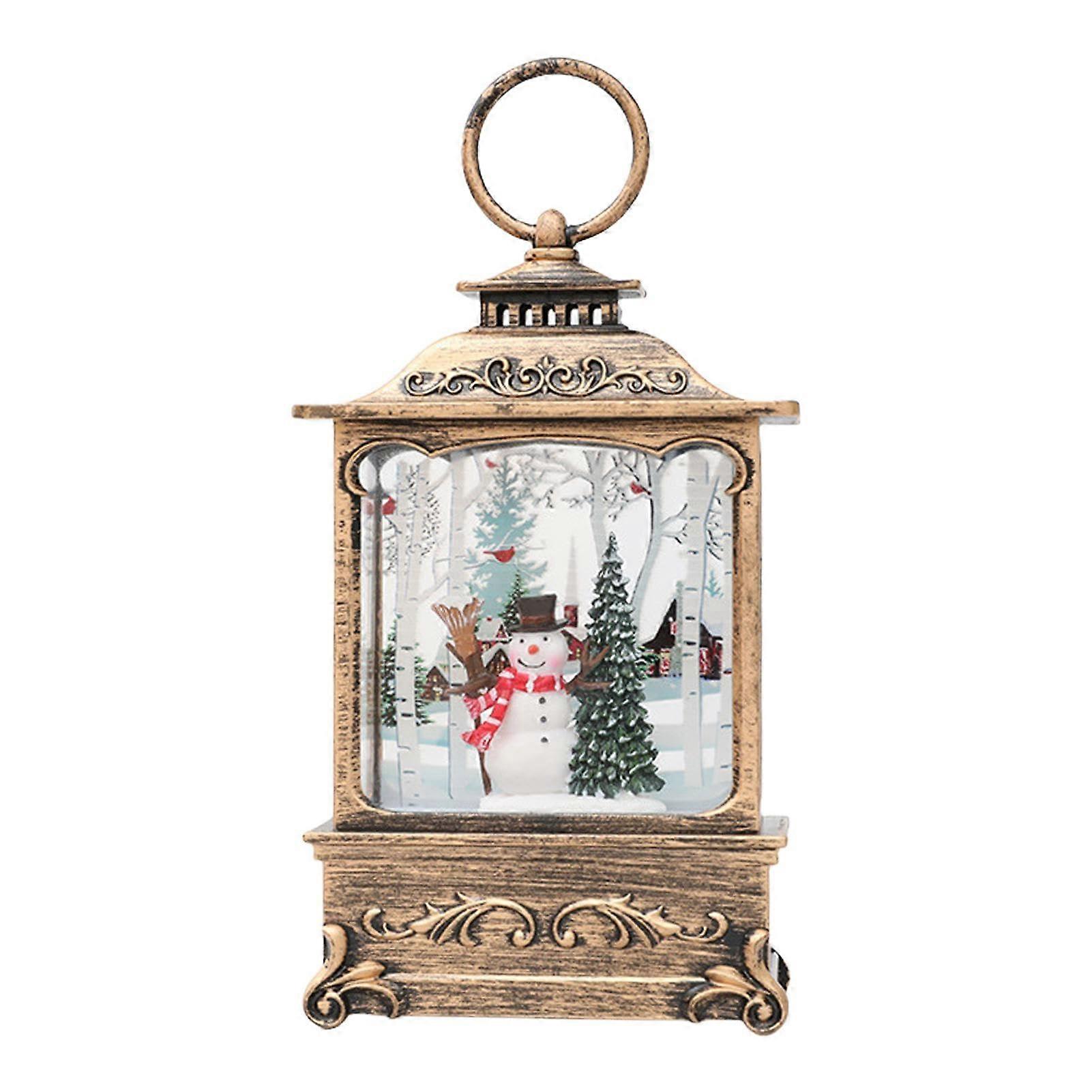 Christmas Snow Globe Lantern Rotating LED Lighted Snow Globes Swirling Christmas Scene Lantern For Christmas Snowman