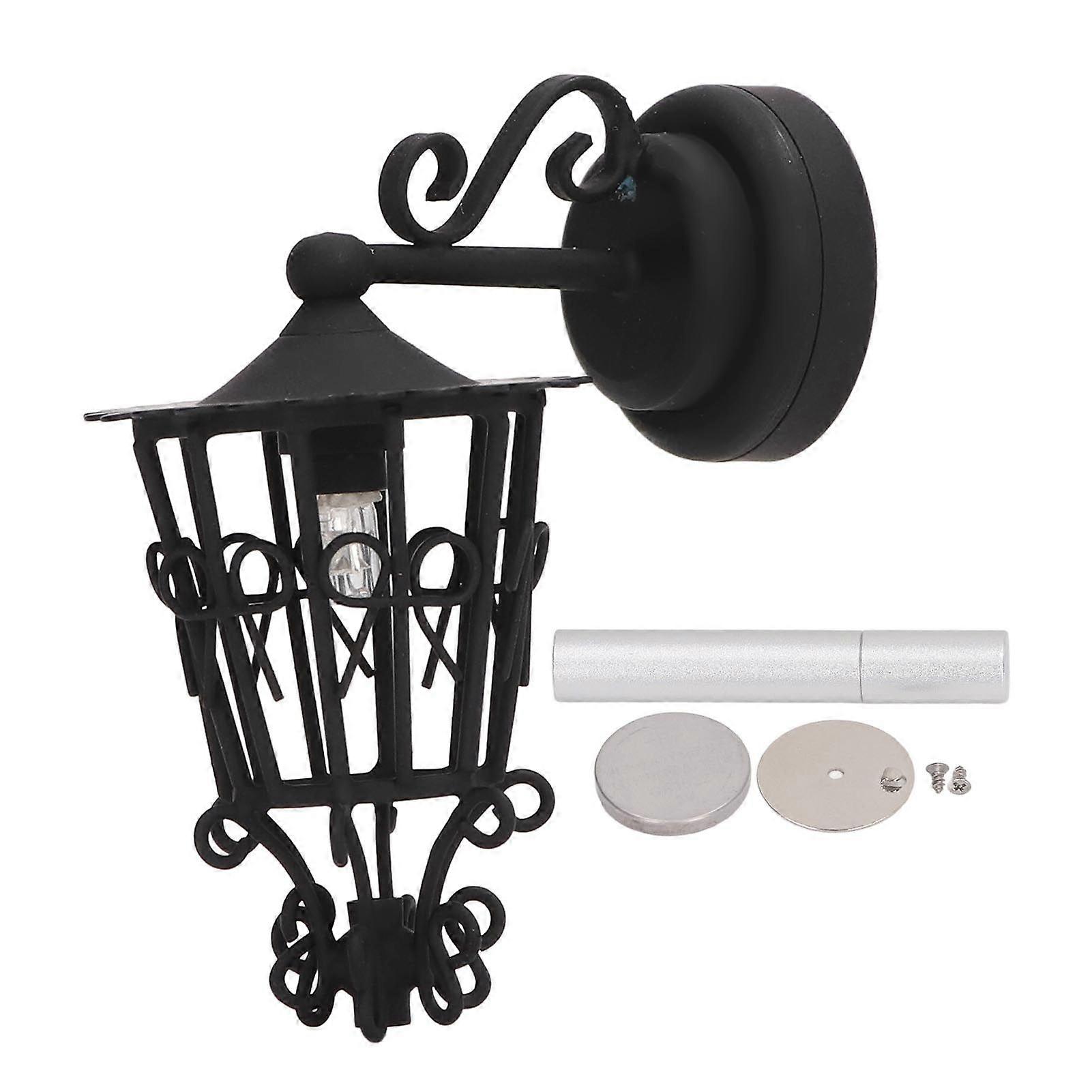 ドールハウスウォールランプバッテリー駆動の昔ながらのドールハウスウォールランプ、バックマグネット付き1/12ドールハウスブラック