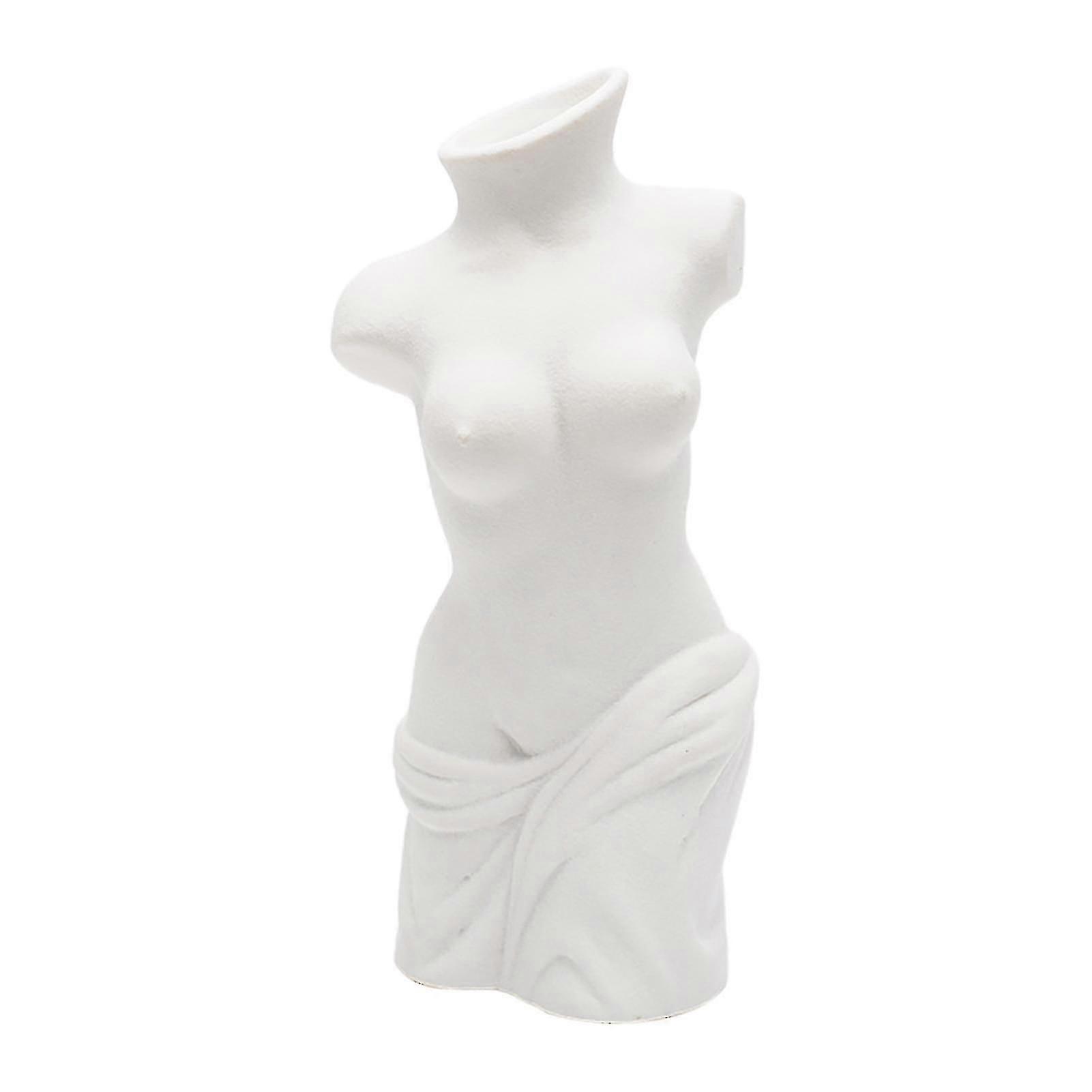 Ceramic Buds Vase Decorative Human Body Shaped White Color Housewarming Gifts