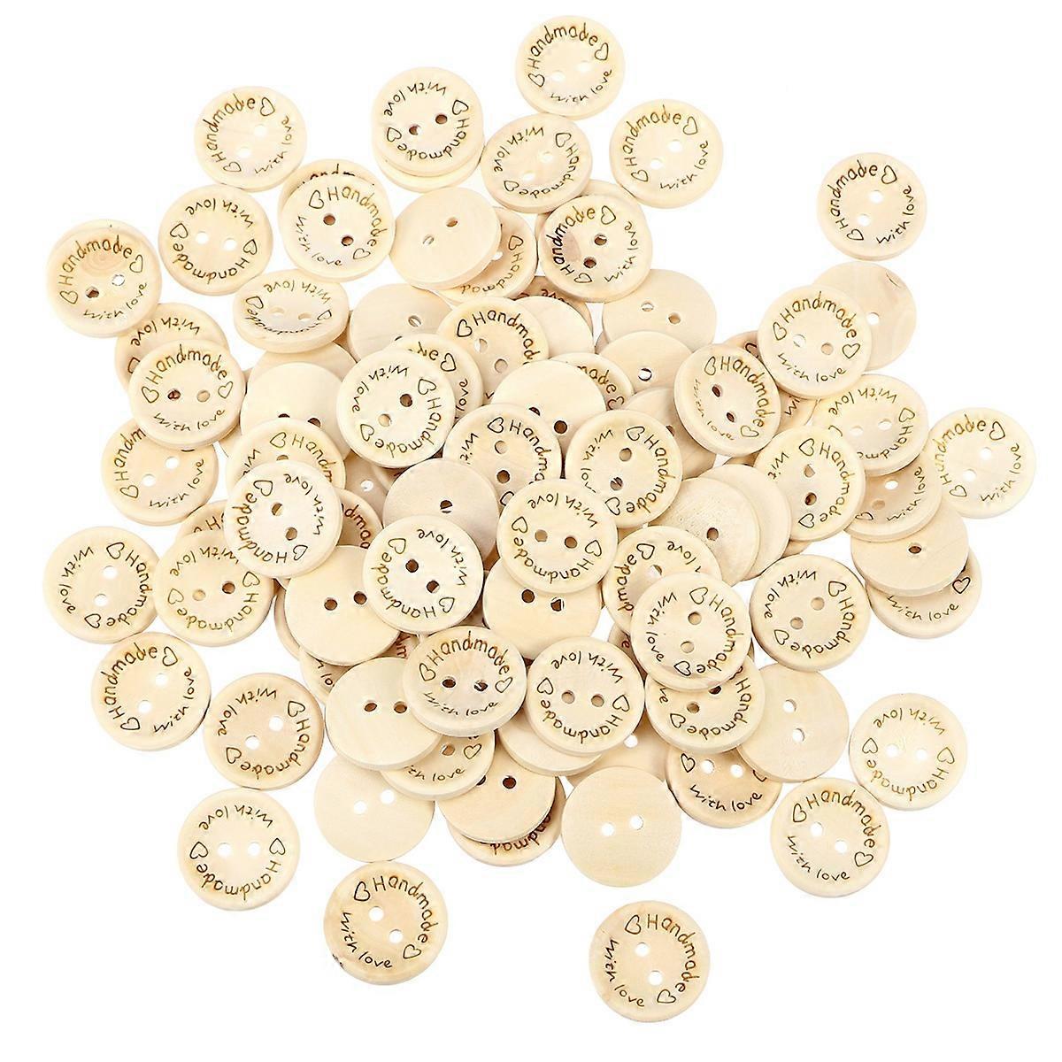Handmade Love Heart Wooden Buttons for Sewing Use 100Pcs Bowl Shape