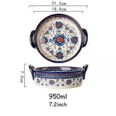 Polish ceramic bakeware creative ceramic tableware household oven microwave oven bowl rectangular dinner plate dish plate large