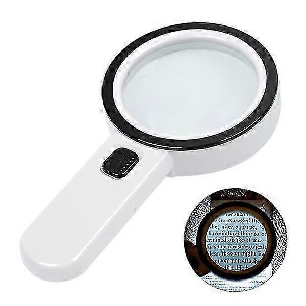 30x Magnifying Glass with 12 LED Lights - Handheld Illuminated Magnifier for UK Readers