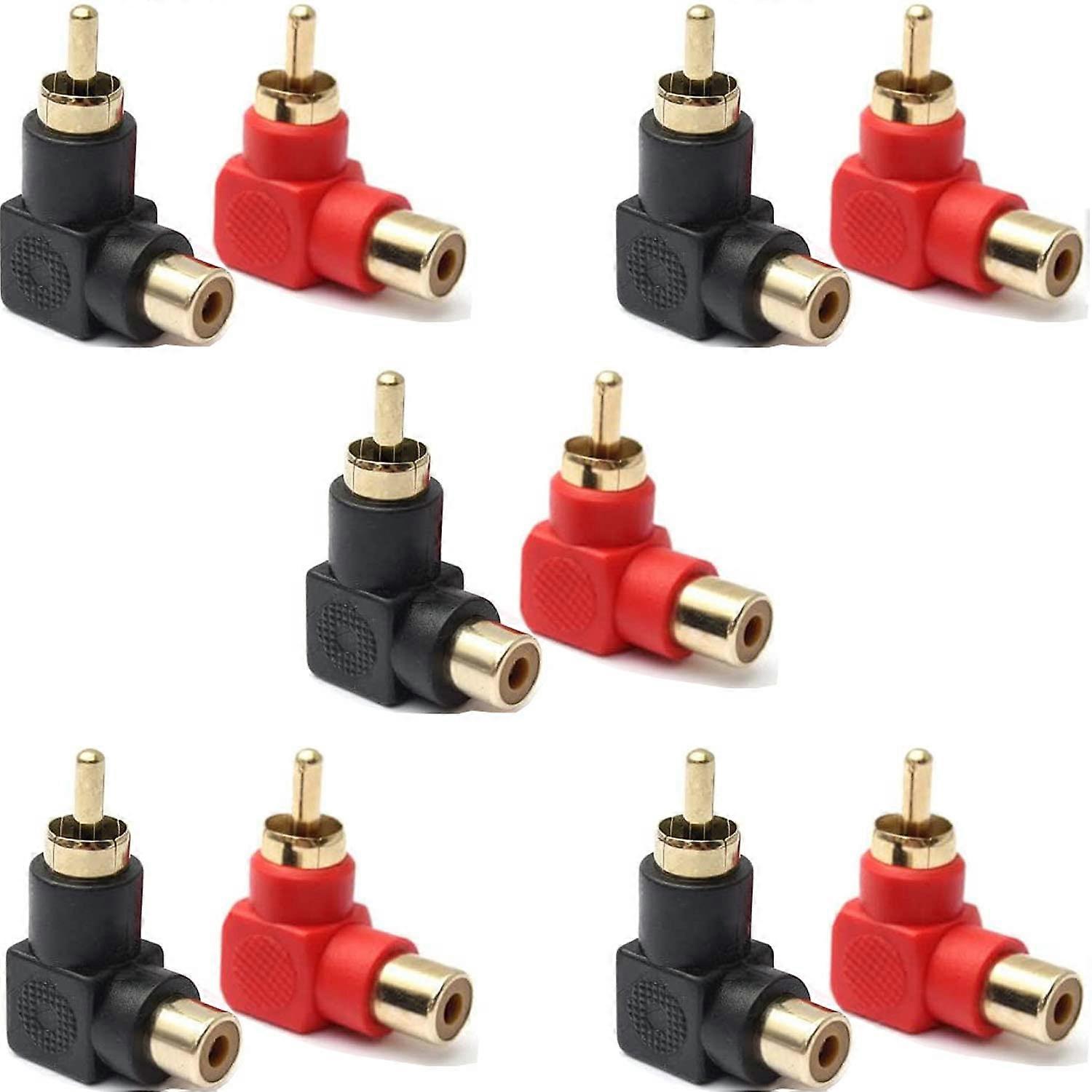 RCA 90 Degree Right Angle Adapter GoldPlated Elbow Connectors For Stereo Audio Or AV Video 10Pack