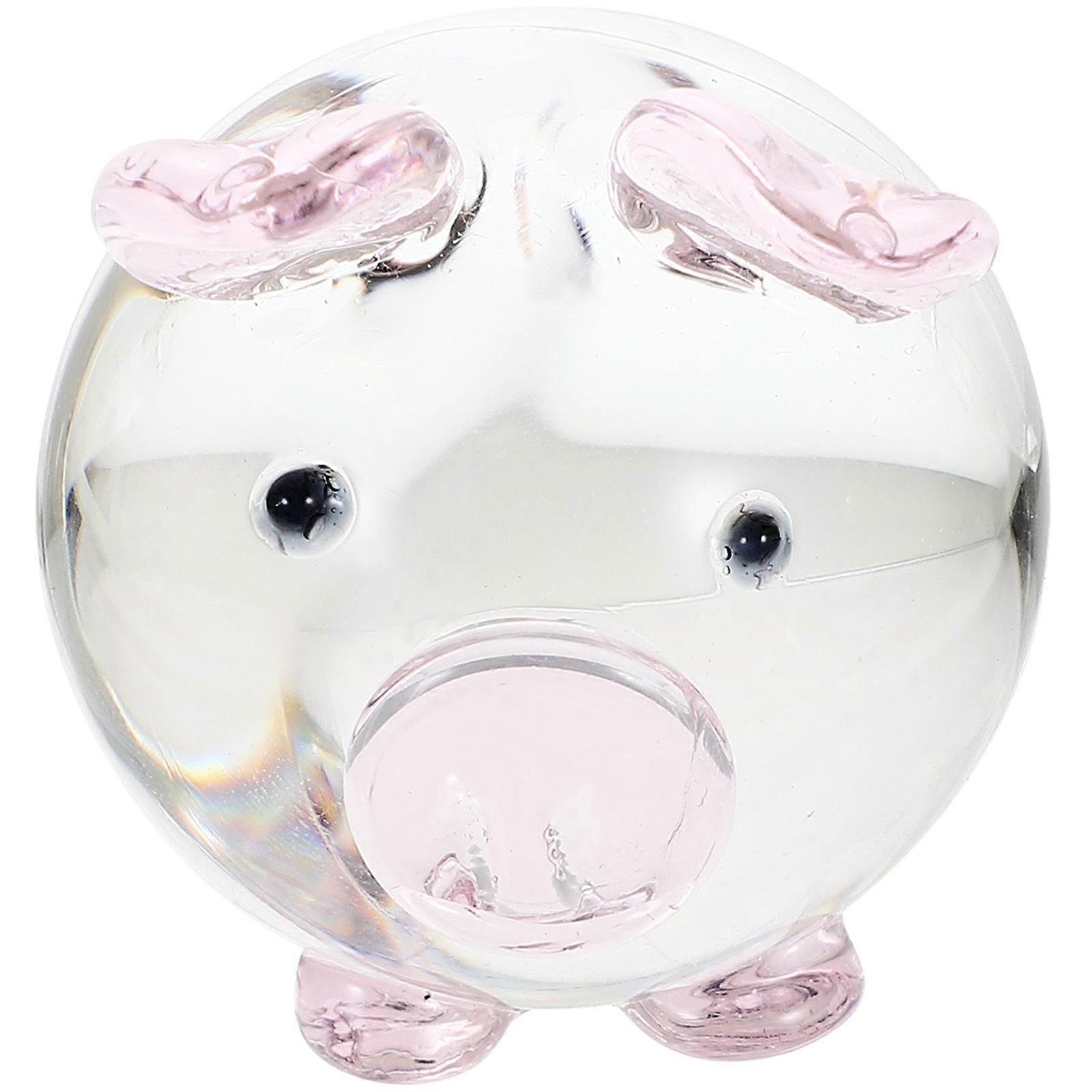 Crystal Glass Figurine 2Pcs Pink Table Ornament with Refreshing Decor Effect