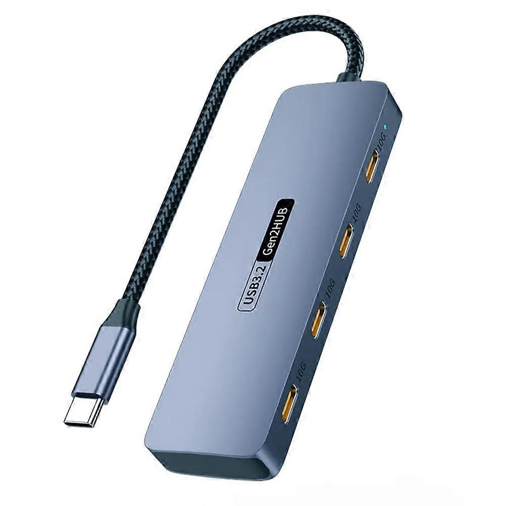 USBC Hub 4Port 10Gbps USB 3.2 Gen 2 TypeC Splitter For Laptops PCs Tablets Phones External Hard Drives