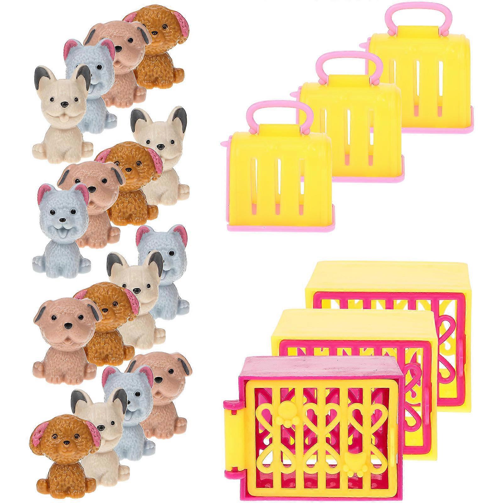 Mini House Pet with Dogs for Kids Playing 15Sets Assorted Color Durable Decor