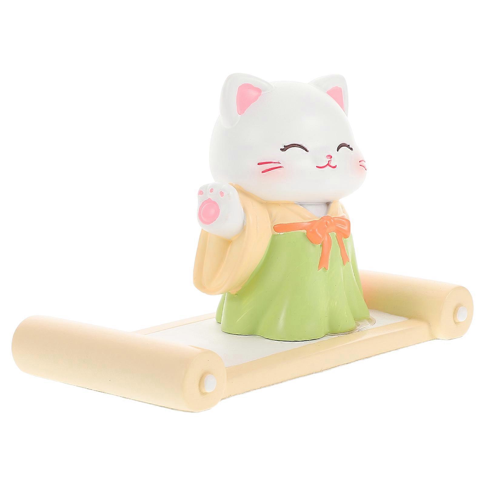 Desktop Phone Holder Resin Cat Figurine for Mobile with 3Pcs Set