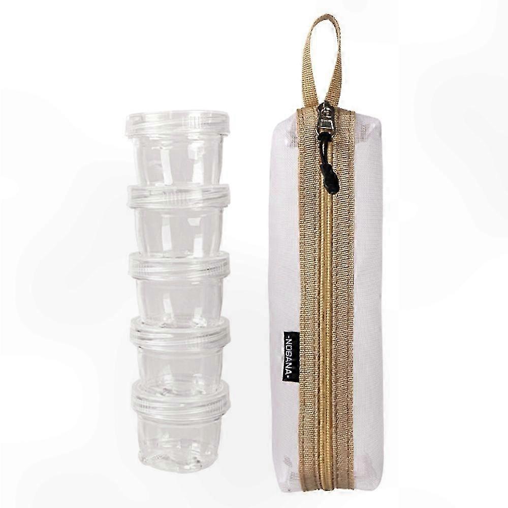 Portable Spice Container Set - 5 Pack Refillable PET Bottles with Caps for Kitchen & Travel Use