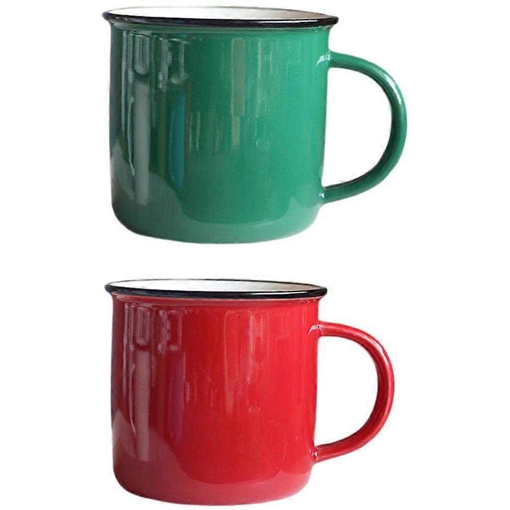 Creative Drinking Cup Retro Enamel Mug for Home 4Pcs Assorted