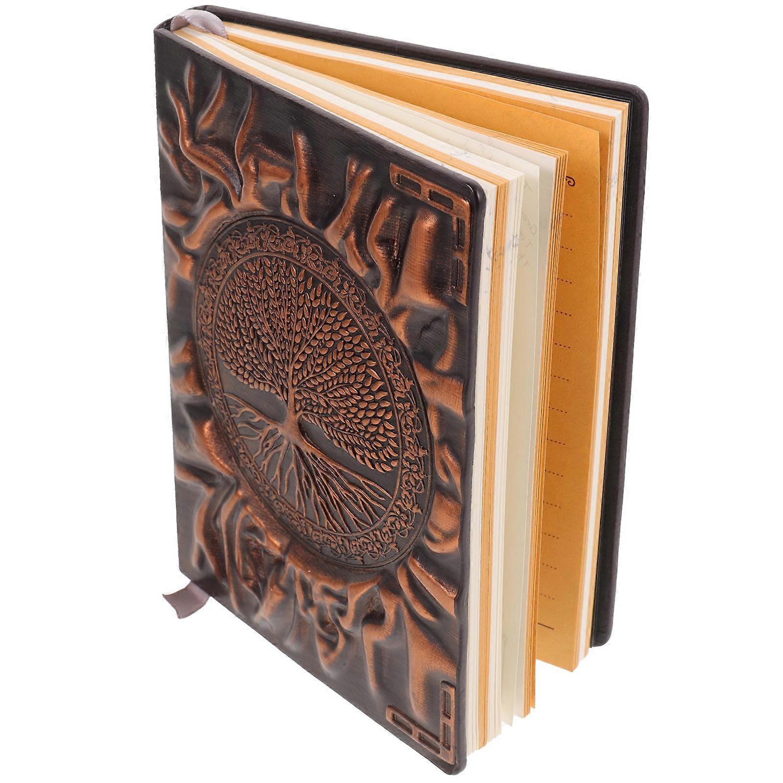 PU Vintage Notebook for Writing Use 5Pcs Embossed Golden Cover