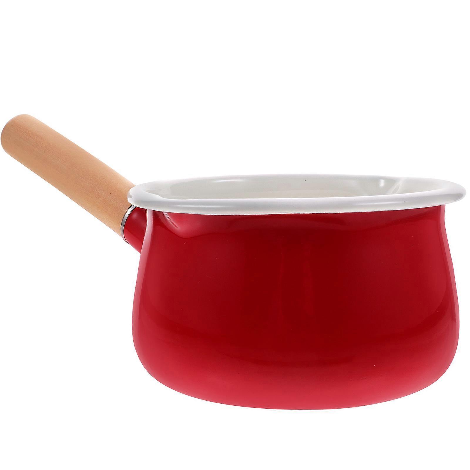 Small Milk Pot Enamel for Sauce Heating 2Pcs Practical Kitchen Use