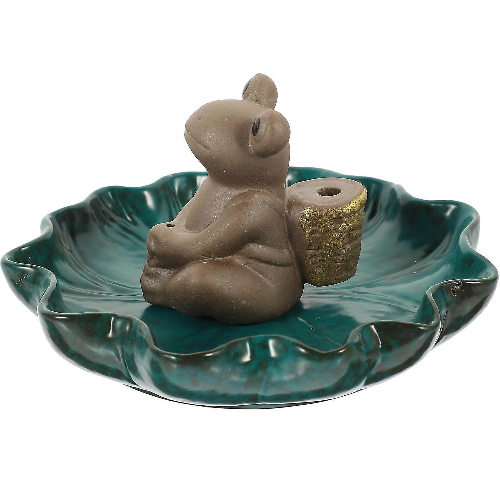Ceramic Backflow Censer Frog Incense Burner Holder for Decor 3Pcs