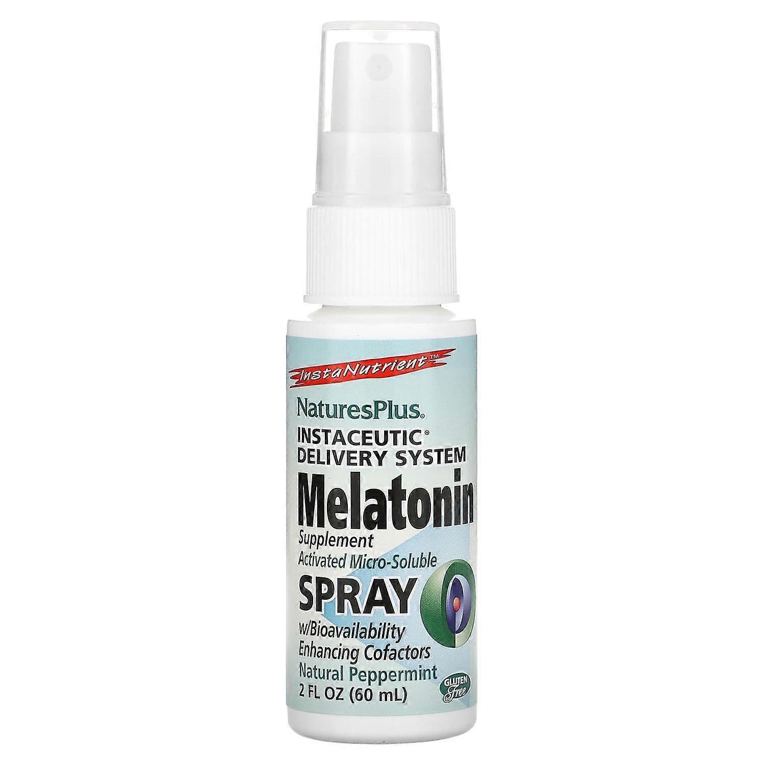 NaturesPlus, InstaNutrient, Melatonin Spray, Natural Peppermint, 2 fl oz (60 ml)