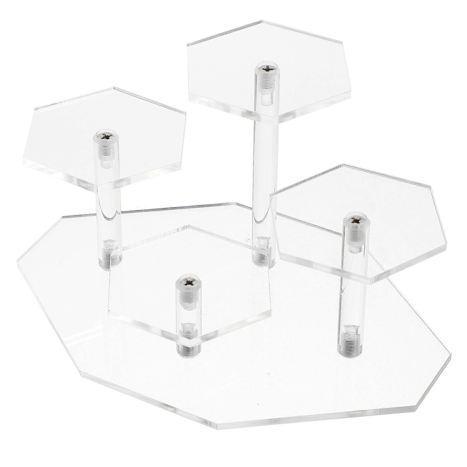 Acrylic Models Rack Transparent 4-Step Figurine Display Shelf for 3Pcs Toys