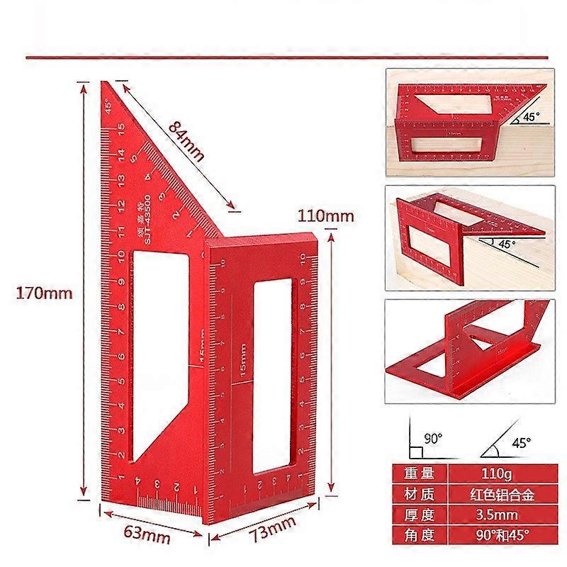 Multifunctional Angle Ruler 45 90 Degree Aluminum Alloy Accurate Woodworking Square Angle Ruler Marking Gauge Carpenter Tool