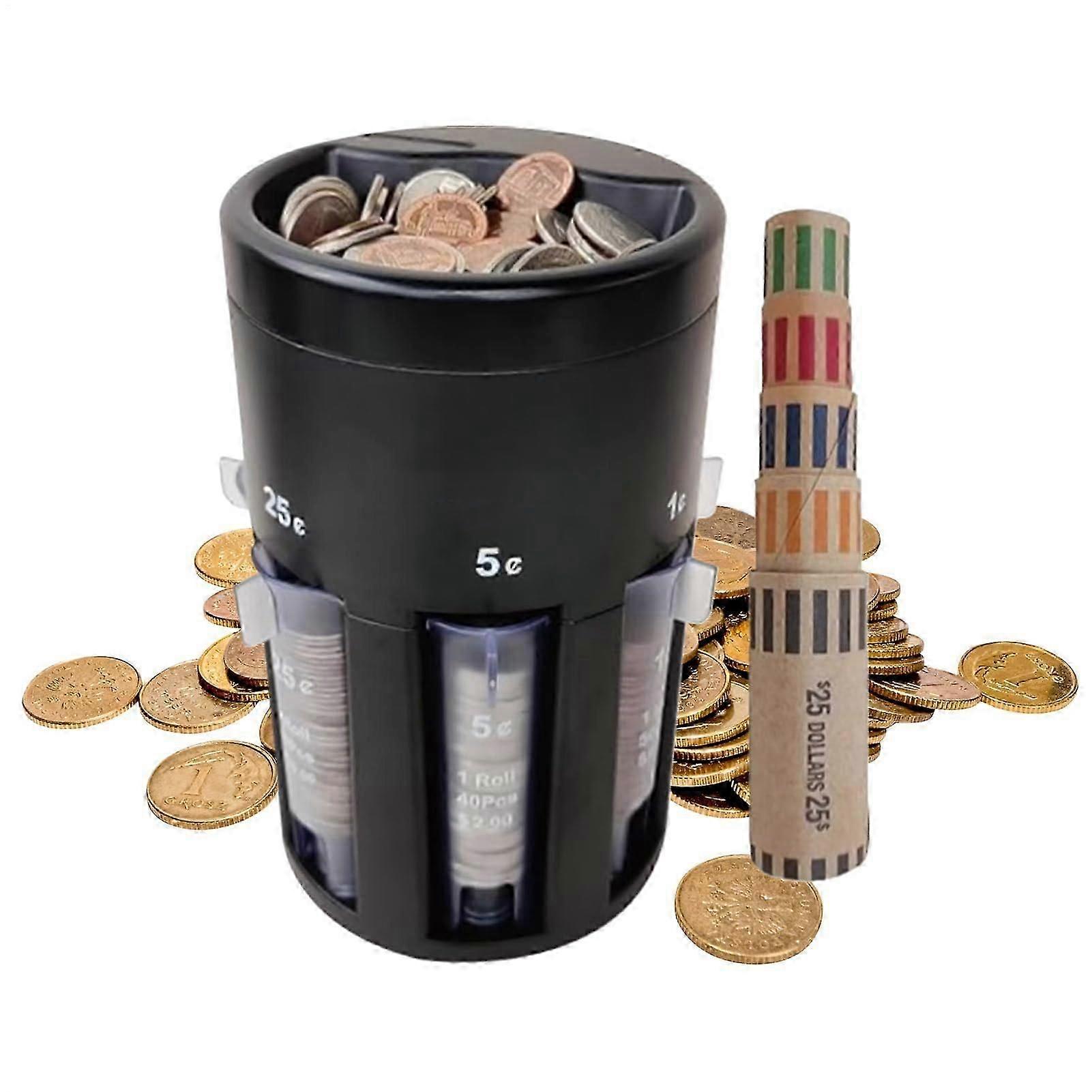 Automatic Coin Counter Coin Storage Box Sorts Coin Into Tubes Money Holder