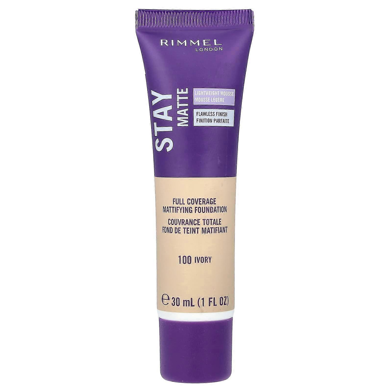 Stay Matte, Full Coverage Mattifying Foundation, 100 Ivory, 1 fl oz (30 ml)