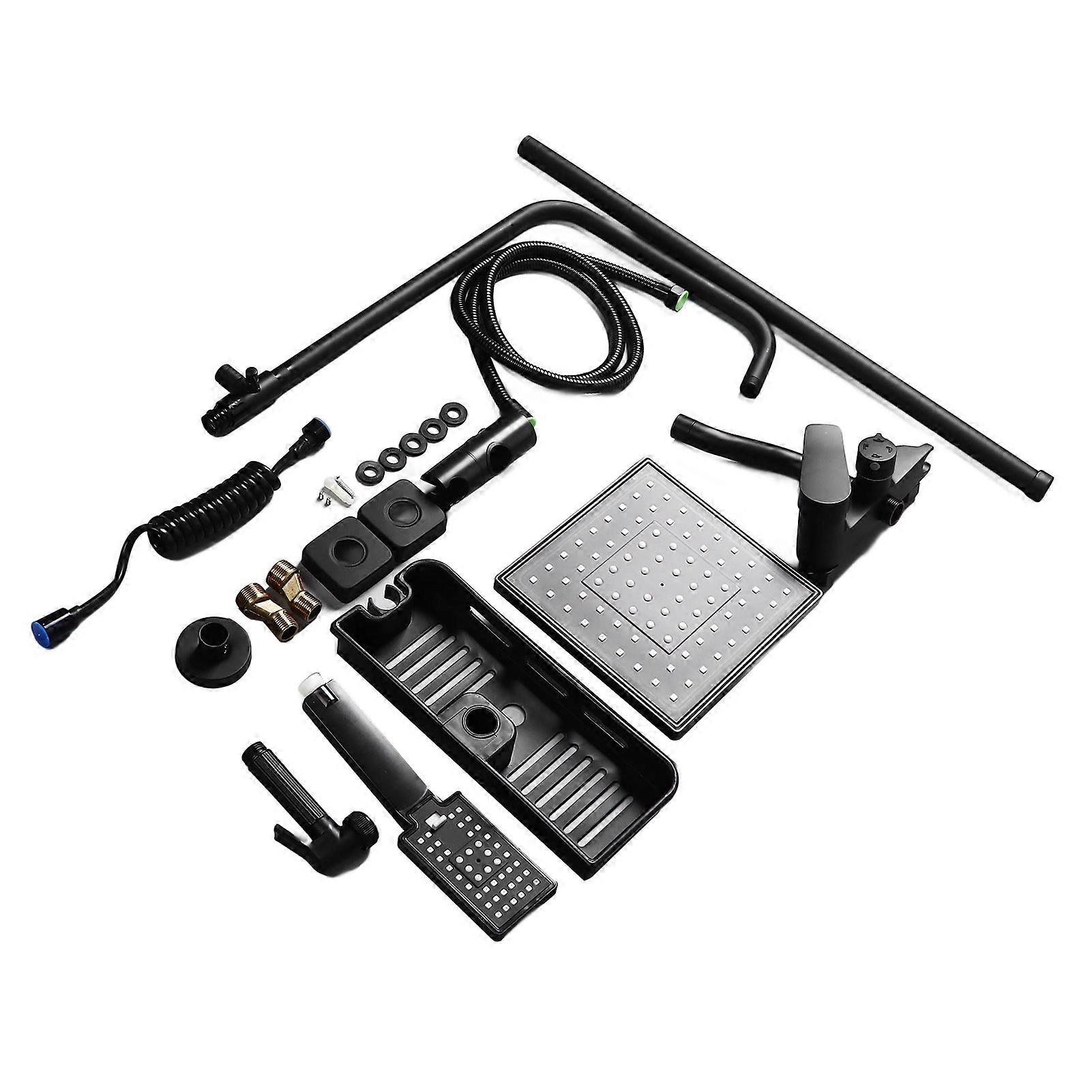 Black Shower System Set Plastic & Copper 3250g Multiple Modes