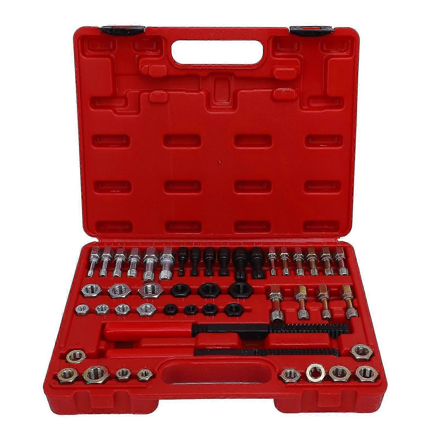 48 Piece Thread Chaser Set Metric and SAE Sizes 22 Taps 24 Dies 2 Thread Files Universal Rethreading Tool Kit