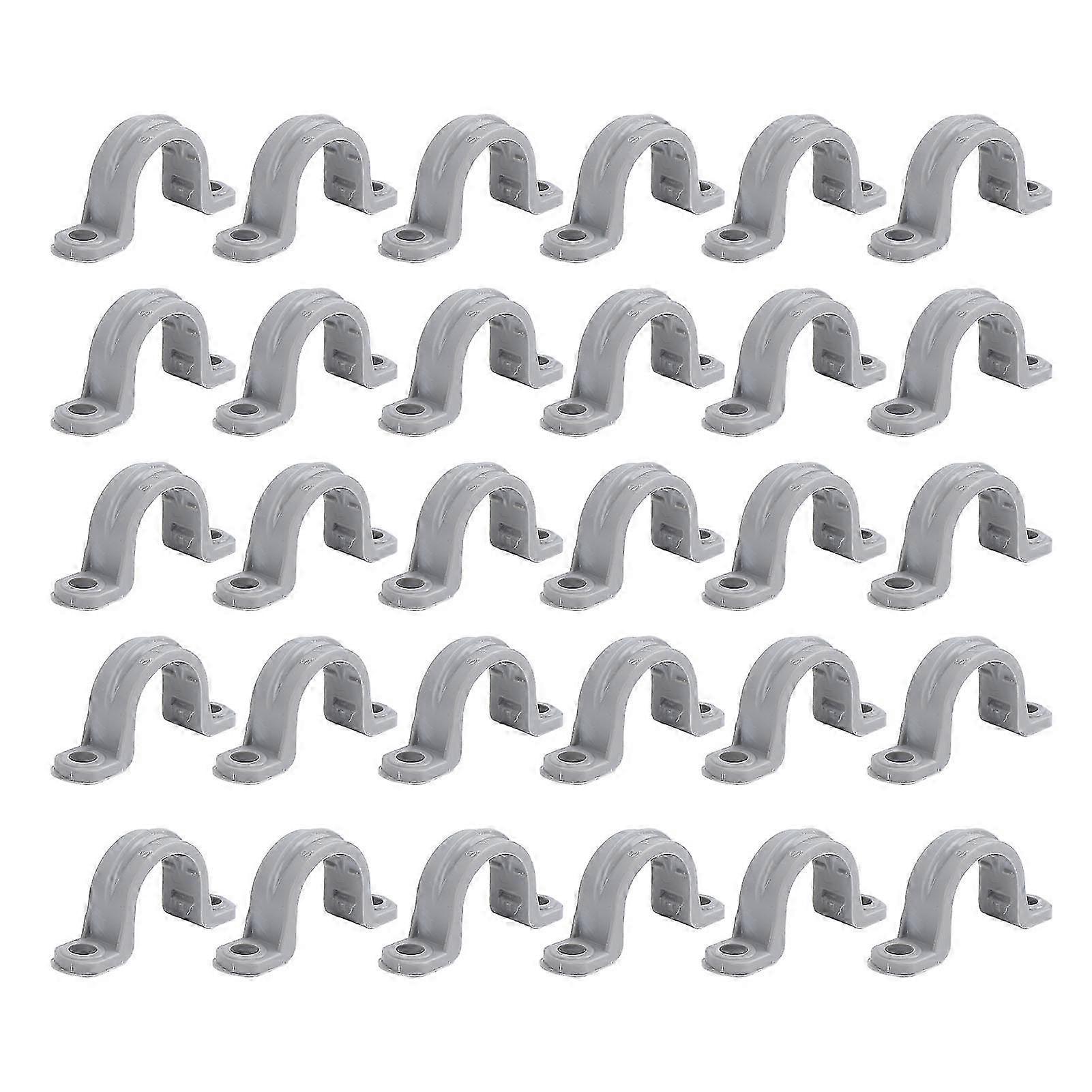 25-26 30Pcs Electrical Conduit Clamp 2 Holes PVC Flexible U Bracket Pipe Strap