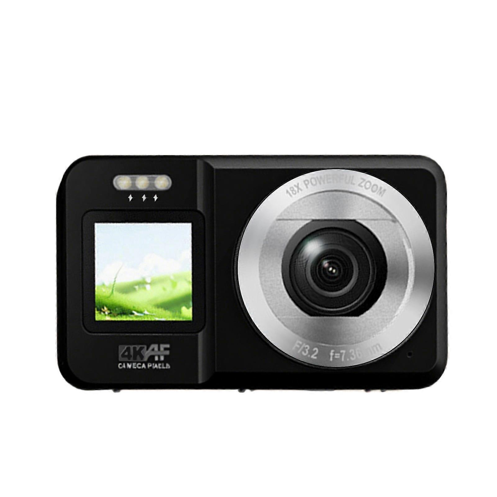 High Resolution 64MP 4K Digital Camera with 18X Opticals Zooms Double Screen Compacts Portable for Students Hiking Multicolor