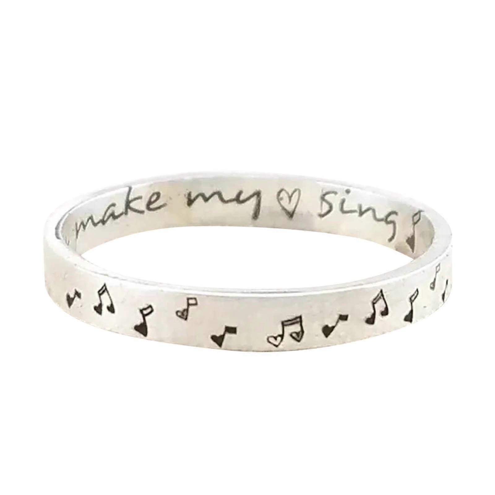 YUEHAO Rings Silver Round Lab Created Ring Note Rings Sizes 6 7 8 9 10