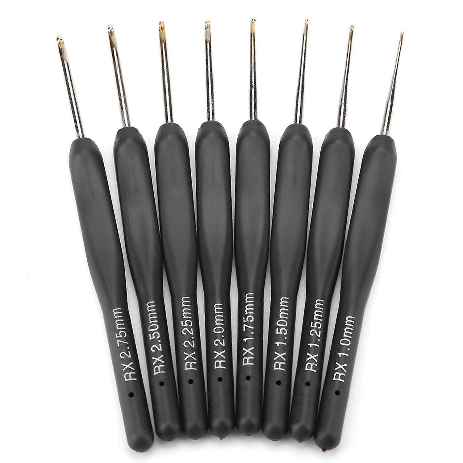 Black Soft Handle Crochet Hooks Aluminum Hook Set Knitting Weave DIY Craft Needles Small Size