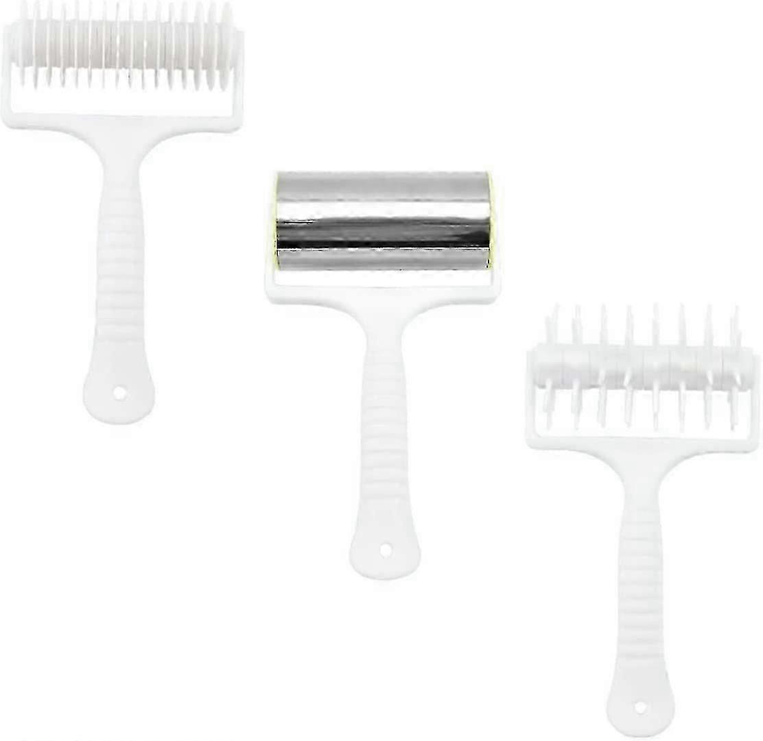 Pizza Puncher Dough Roller Sa Tool Set Pie Dough Roller (white) (3pcs)