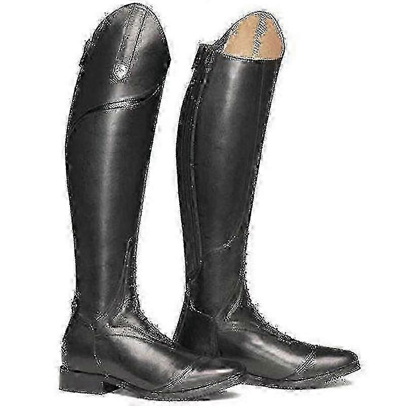 Botas de campo altas das mulheres, botas de equitação de couro sintético com zíper traseiro tw